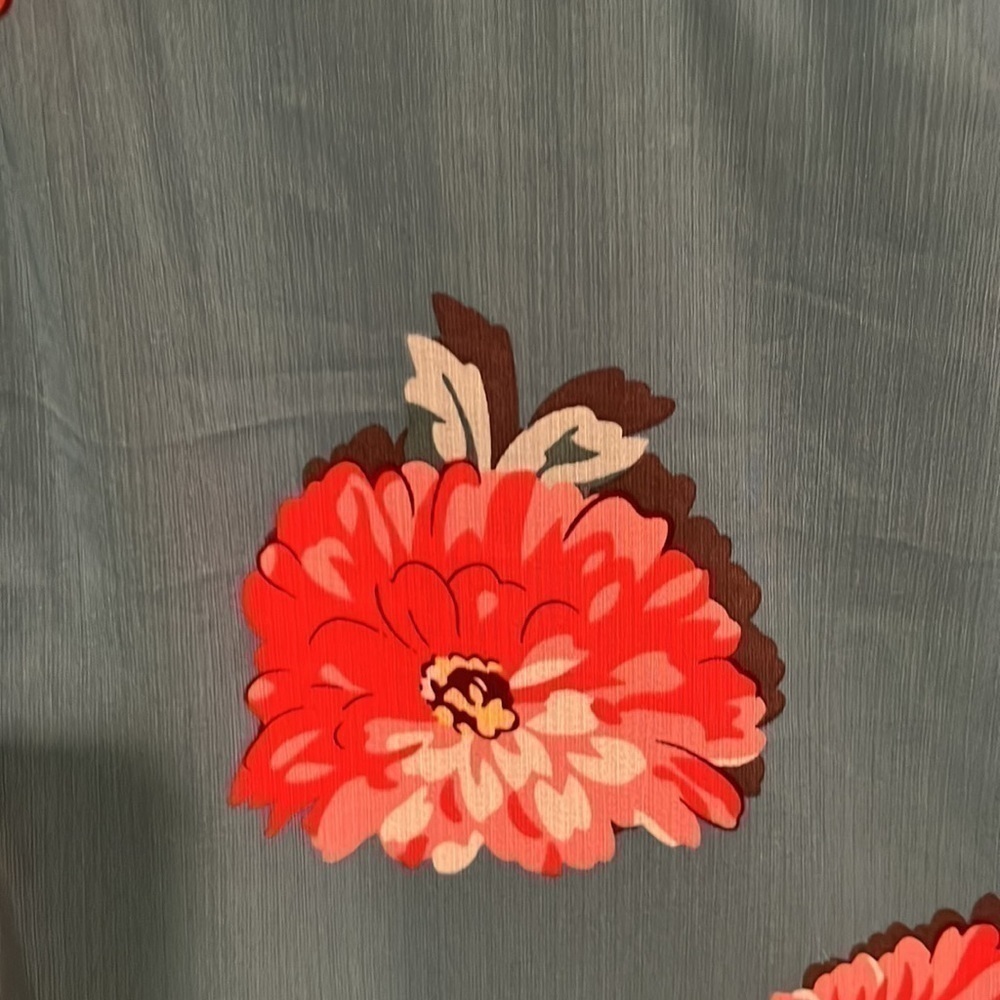 Cabi FLORAL BLOUSE TEAL BACKGROUND WITH PINK FLOWERS PEPLUM SIZE XS - Picture 2 of 8